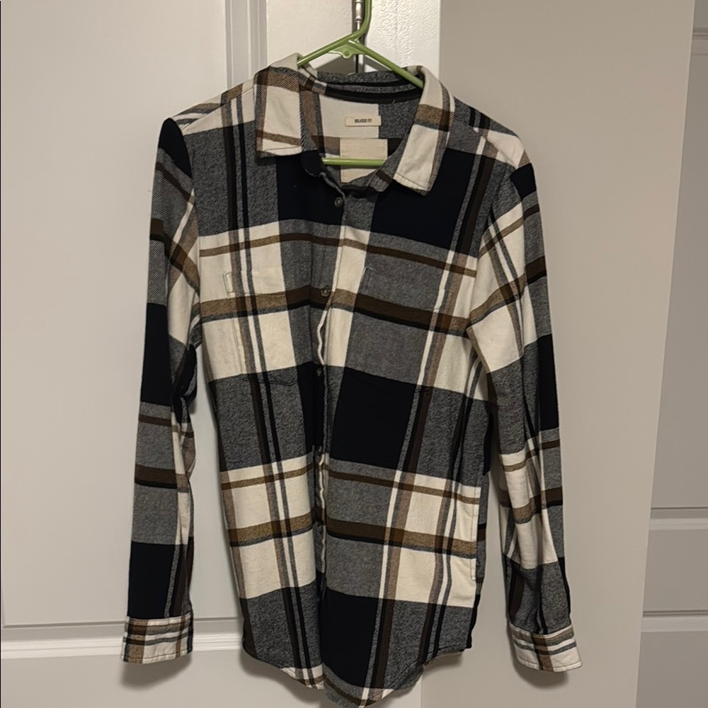 Thread & Supply Plaid Button Down Shirt - Black, White, Brown